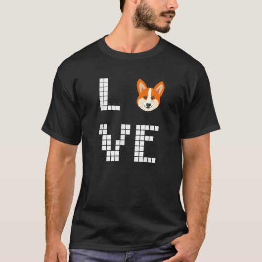Welshe Corgi Hond Pixelkunst T-shirt (Voorkant)