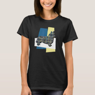 Welshe Corgi-hond Silhouet Abstract Driekleurig T-shirt