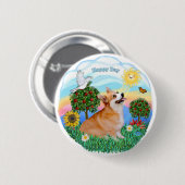 Welshe Corgi (Pembroke 7b) Ronde Button 5,7 Cm (Voorkant /achterkant)