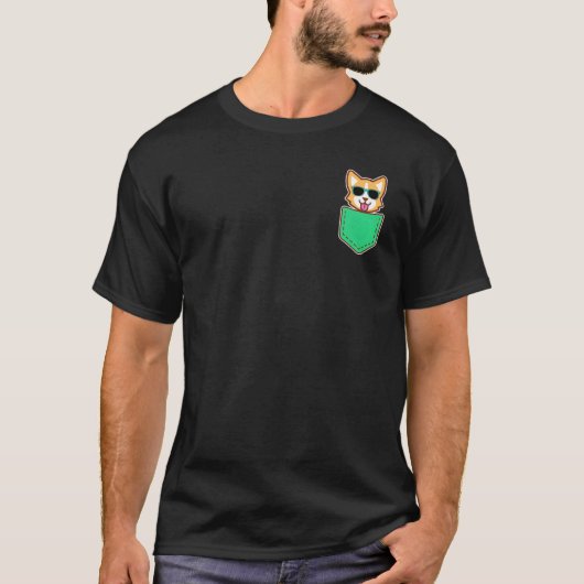 Welshe Corgi Pocke T-shirt (Voorkant)