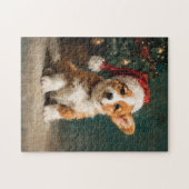 Welshe Corgi Puppy Kerstschilderij Legpuzzel (Horizontaal)