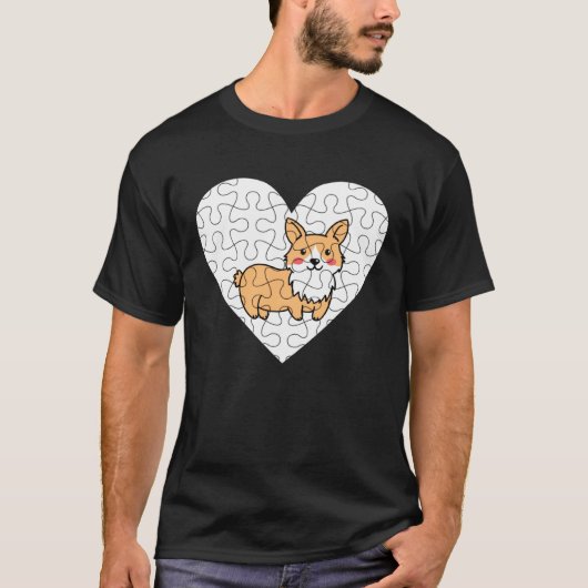 Welshe Corgi Puzzel T-shirt (Voorkant)