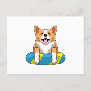 Welshe Corgi zwemt met zwembord Briefkaart