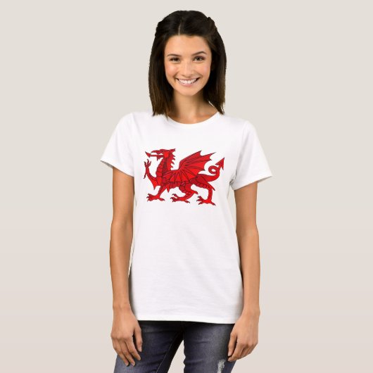 Welshe Draak Met een Afschuining Effect T-Shirt (Voorkant volledig)