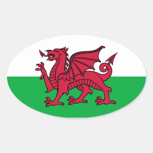 Welshe Draak Ovale Sticker (Voorkant)