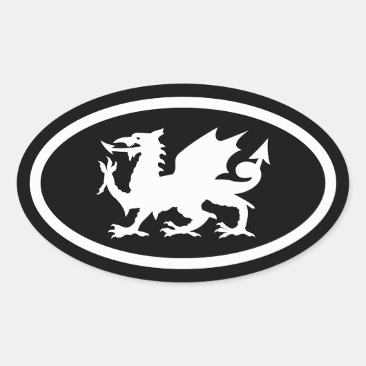 Welshe Draak Ovale Sticker (Voorkant)