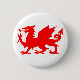 Welshe Drakenvlag, Wales Drakenvlag, Engeland Ronde Button 5,7 Cm