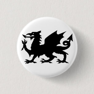 Welshe Drakenvlag, Walse Drakenvlag, Engeland Ronde Button 3,2 Cm