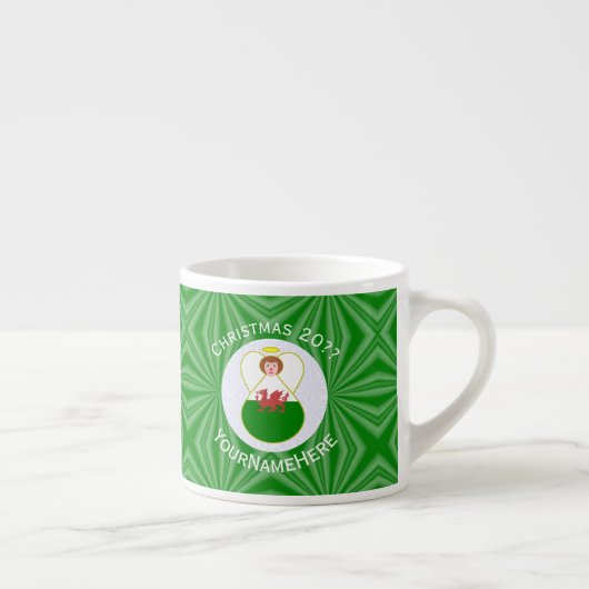 Welshe Engel Kerstmis Vlag Espresso Kop (Rechts)