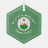 Welshe Engel Kerstmis Vlag Glas Ornament (Voorkant)