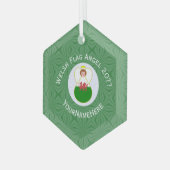 Welshe Engel Kerstmis Vlag Glas Ornament (Voorkant links)