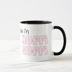 Welshe koffiemok: Hoffi Coffi, roze polka stippen Mok
