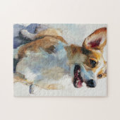 Welshe Pembroke-corgi aquarel Legpuzzel (Horizontaal)