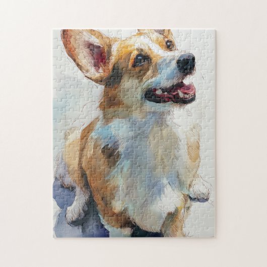Welshe Pembroke-corgi aquarel Legpuzzel (Verticaal)