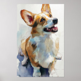 Welshe Pembroke-corgi aquarel Poster