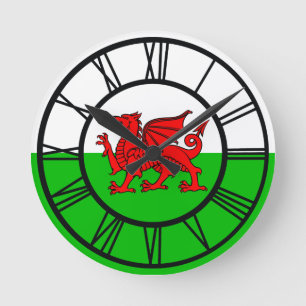 Welshe Rode Draak Wales Vlag Ronde Klok
