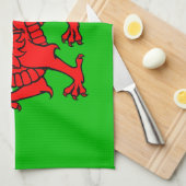 Welshe Rode Draak Wales Vlag Theedoek (Quarter Fold)