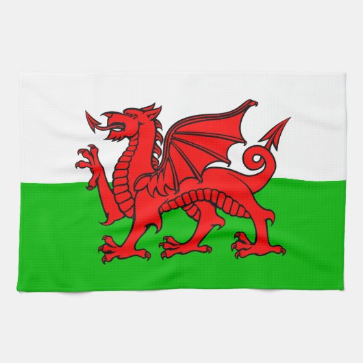 Welshe Rode Draak Wales Vlag Theedoek (Horizontaal)
