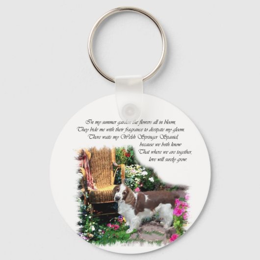 Welshe Springer Spaniel Kunst Cadeaus Sleutelhanger (Voorkant)