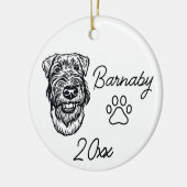 Welshe Terrier Hond Aangepaste Naam & Jaar Lijn Ku Keramisch Ornament (Links)
