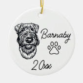 Welshe Terrier Hond Aangepaste Naam & Jaar Lijntek Keramisch Ornament (Voorkant)