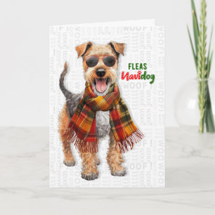 Welshe Terrier Hond Grappige Vlooien Navidog Kerst Feestdagen Kaart