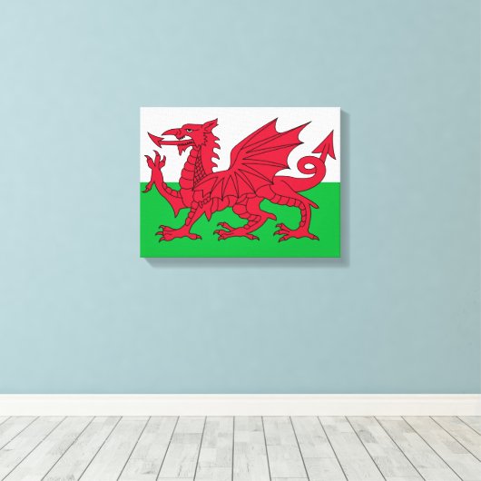 Welshe vlag canvas afdruk (Insitu (Houten vloer))