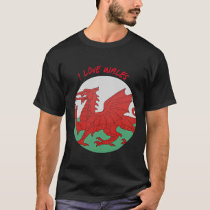 Welshe vlag in het rond. Tekst aanpassen T-shirt
