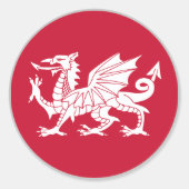 Welshe vlag ronde sticker (Voorkant)