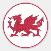 Welshe vlag ronde sticker (Voorkant)