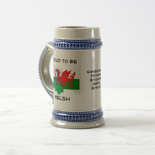 Welshe VLAG VAN WALES Red Dragon Bierpul (Voorkant links)