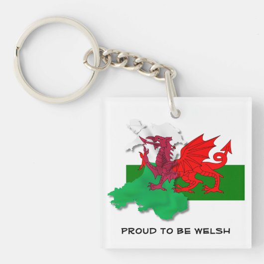 Welshe VLAG VAN WALES Red Dragon Sleutelhanger (voorkant)