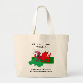 Welshe vlag van Wales TROTS OM WELSH TE ZIJN Grote Tote Bag