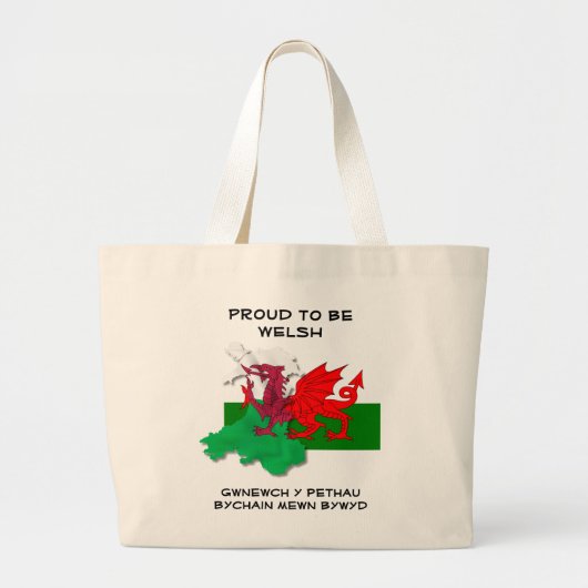 Welshe vlag van Wales TROTS OM WELSH TE ZIJN Grote Tote Bag (Voorkant)