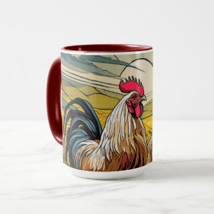 Welsummer Roosters bij Dawn Floral Mok