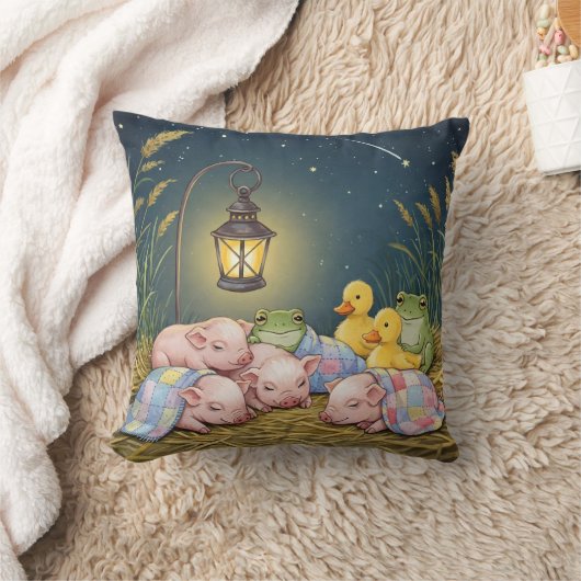 Welterusten, eendjes, biggetjes, kikkers kussen (Deken)