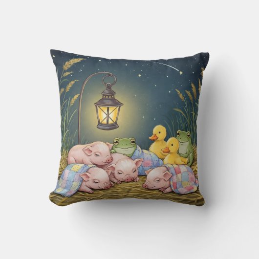 Welterusten, eendjes, biggetjes, kikkers kussen (Voorkant)