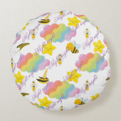 Welterusten rond baby kussen met baby-elementen. (Achterkant)