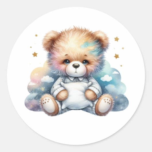 Welterusten Teddy Ronde Sticker (Voorkant)
