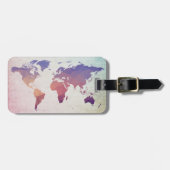 Weltkarte | Bunte Polygone Bagagelabel (Voorkant horizontaal)