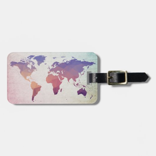 Weltkarte | Bunte Polygone Bagagelabel (Voorkant horizontaal)