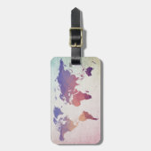 Weltkarte | Bunte Polygone Bagagelabel (Voorkant verticaal)
