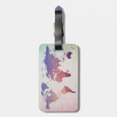 Weltkarte | Bunte Polygone Bagagelabel (Achterkant verticaal)