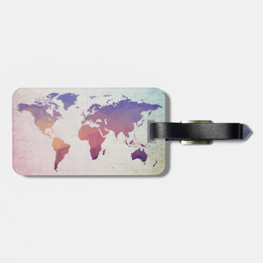 Weltkarte | Bunte Polygone Bagagelabel (Achterkant horizontaal)