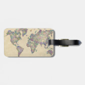 Weltkarte | Buntes Gekritzel Bagagelabel (Achterkant horizontaal)