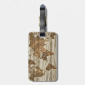 Weltkarte | Holz-Kompass Bagagelabel (Achterkant verticaal)