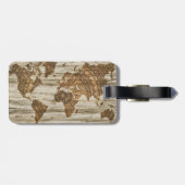 Weltkarte | Holz-Kompass Bagagelabel (Achterkant horizontaal)