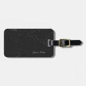 Weltkarte | Umriss auf Schwarz Bagagelabel (Voorkant horizontaal)