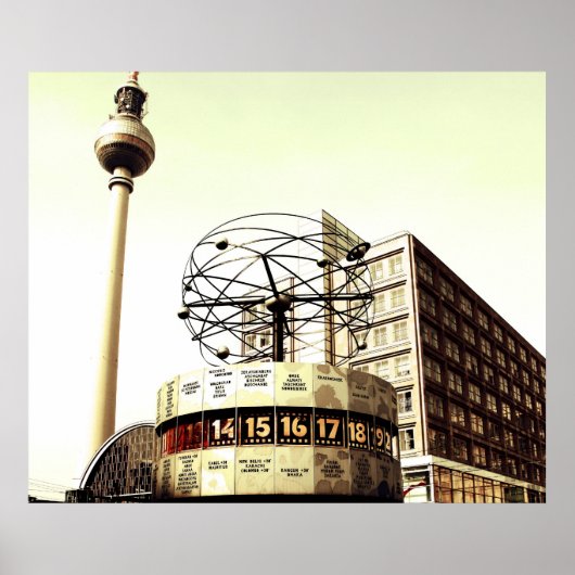 Weltzeituhr Fernsehturm Berlin Poster (Voorkant)