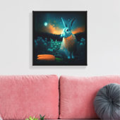 Welvaart konijn in de maan canvas afdruk (Insitu (Woonkamer))